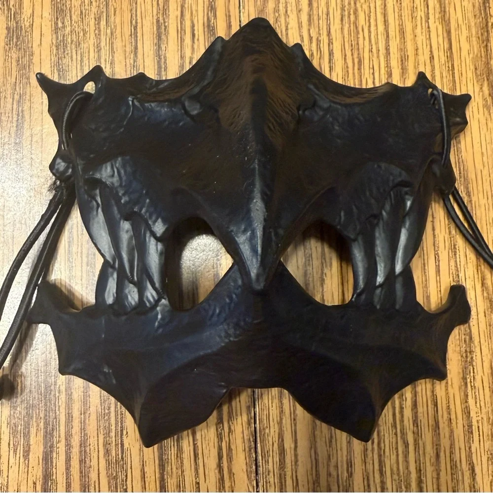 Black Sharp Teeth Demon Mask Mouth Cover with Beaked Nose and Opening